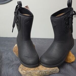 Muck Boot Company Rain Boots Womens 7 Black Waterproof Side Lace Mid Calf